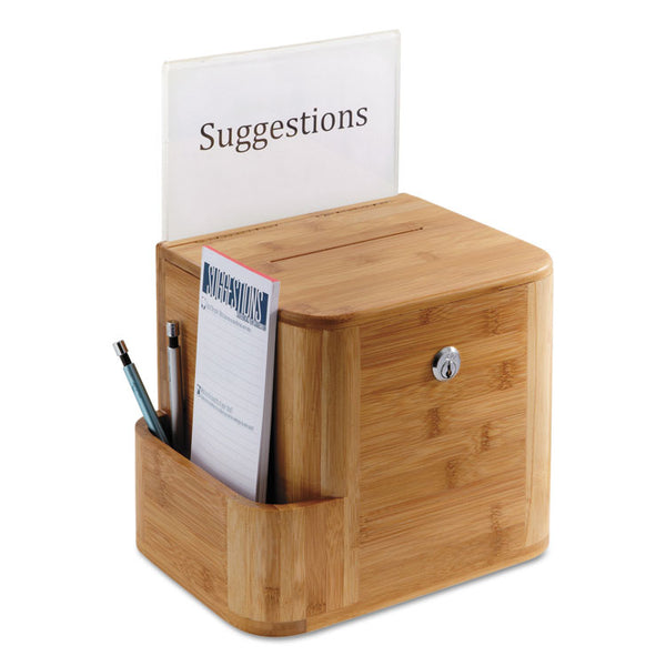 Safco® Bamboo Suggestion Boxes, 10 x 8 x 14, Natural (SAF4237NA)