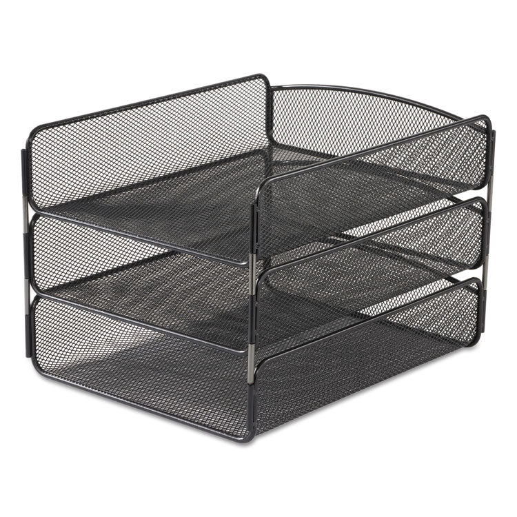 Safco® Onyx Desk Tray, 3 Sections, Letter Size Files, 9.25" x 11.75" x 8", Black (SAF3271BL) Each