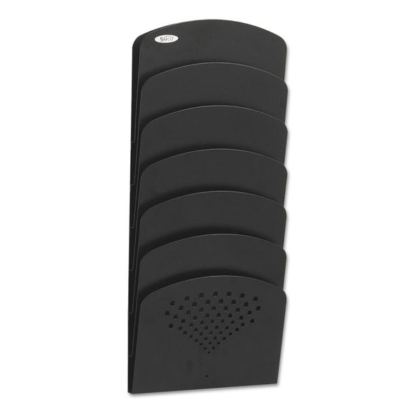 Safco® Steel Wall Rack, 7 Sections, Letter/Legal Size, 9.5" x 2" x 21.75", Black (SAF3185BL) Each