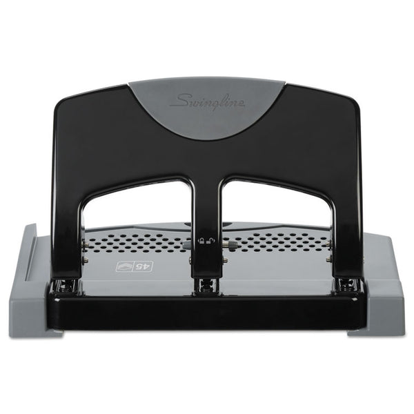 Swingline® 45-Sheet SmartTouch Three-Hole Punch, 9/32" Holes, Black/Gray (SWI74136)