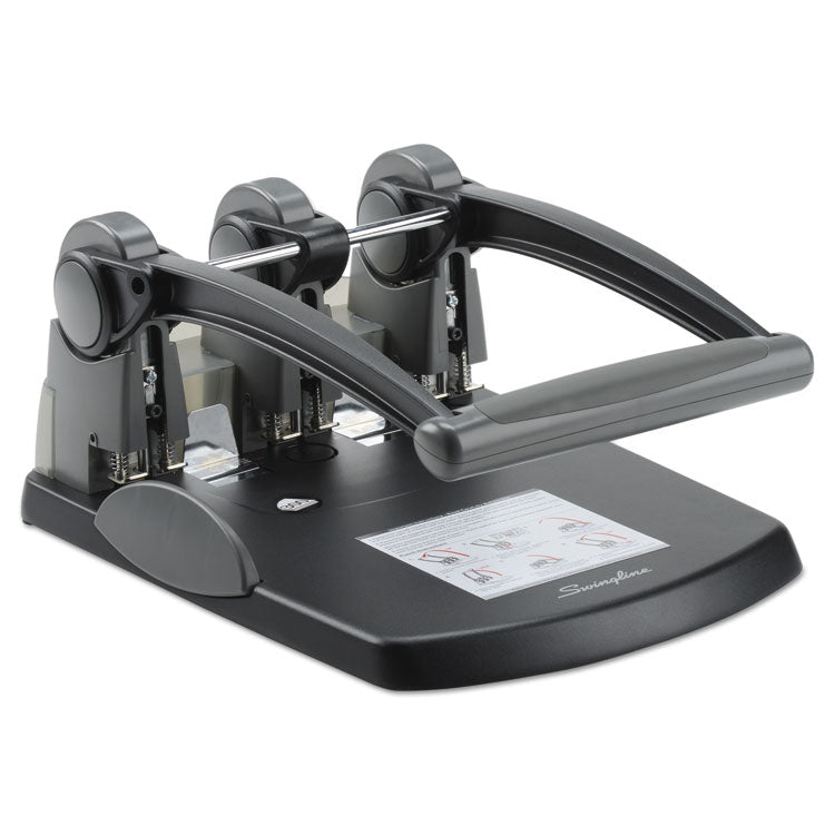 Swingline® 300-Sheet Extra High-Capacity Three-Hole Punch, 9/32" Holes, Black/Gray (SWI74194)