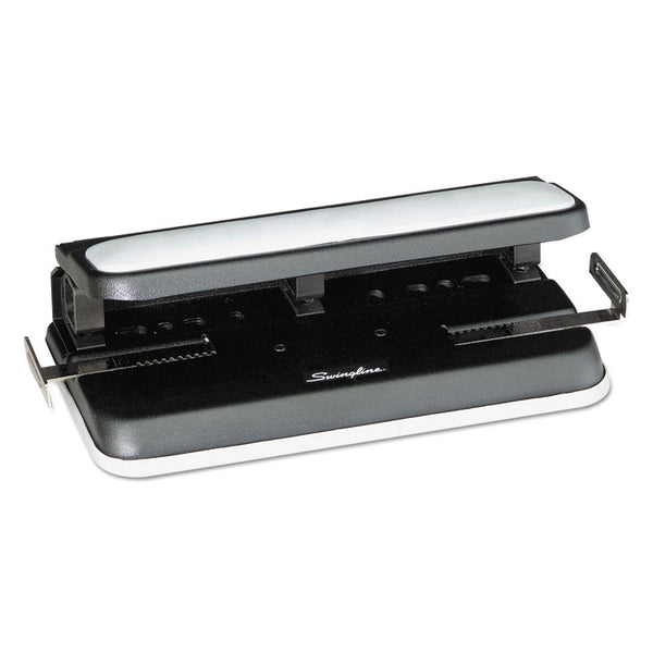 Swingline® 32-Sheet Easy Touch Two- to Three-Hole Punch with Cintamatic Centering, 9/32" Holes, Black/Gray (SWI74300)