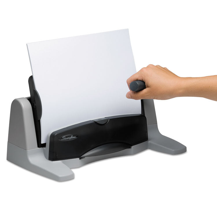 Swingline® 40-Sheet LightTouch Heavy-Duty Two- to Seven-Hole Punch, 9/32" Holes, Black/Gray (SWI74357) Each