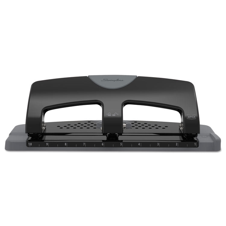 Swingline® 20-Sheet SmartTouch Three-Hole Punch, 9/32" Holes, Black/Gray (SWI74133)