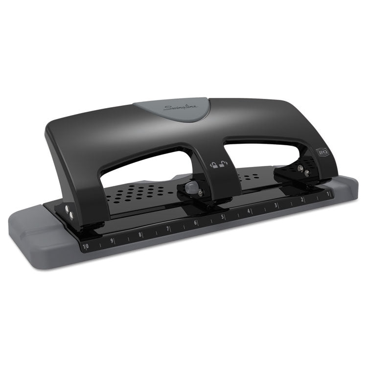 Swingline® 20-Sheet SmartTouch Three-Hole Punch, 9/32" Holes, Black/Gray (SWI74133)