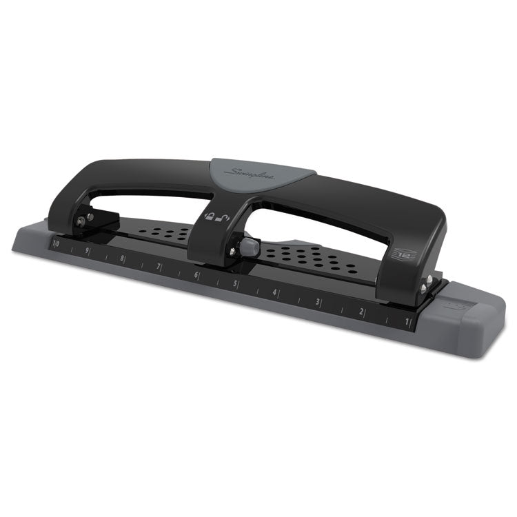 Swingline® 12-Sheet SmartTouch Three-Hole Punch, 9/32" Holes, Black/Gray (SWI74134)