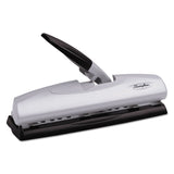 Swingline® 20-Sheet LightTouch Desktop Two- to Seven-Hole Punch, 9/32" Holes, Silver/Black (SWI74030)