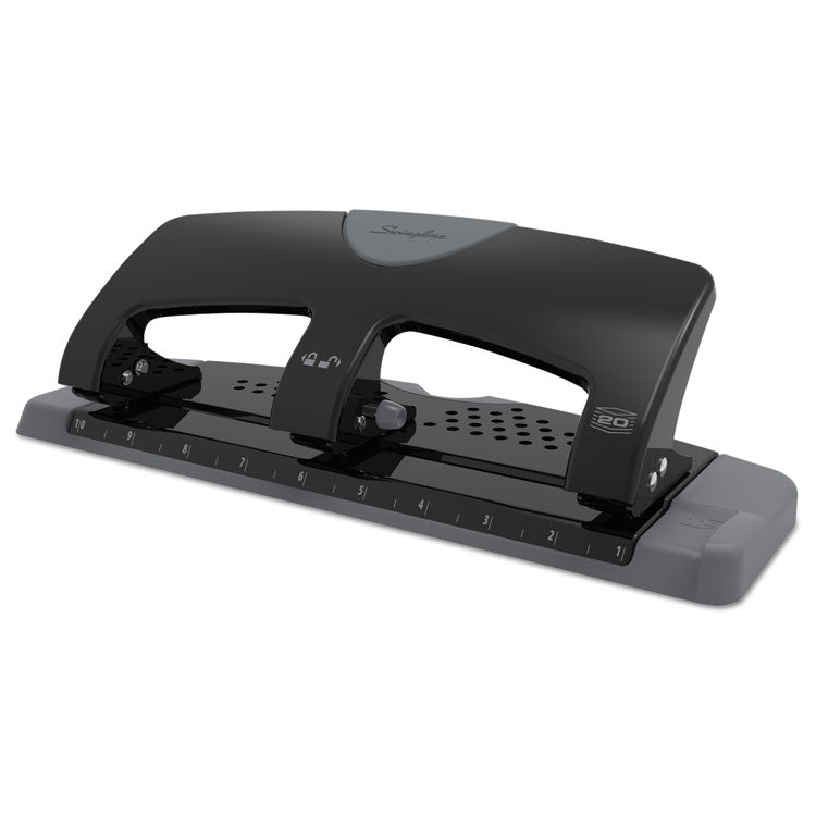 Swingline® 20-Sheet SmartTouch Three-Hole Punch, 9/32" Holes, Black/Gray (SWI74133)