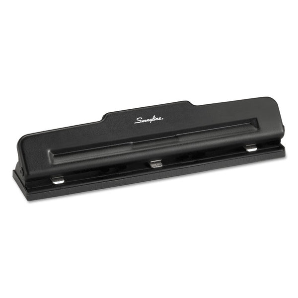 Swingline® 10-Sheet Desktop Light-Duty Two- to Three-Hole Adjustable Punch, 9/32" Holes, Black (SWI74015)