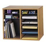 Safco® Wood/Fiberboard Literature Sorter, 12 Compartments, 19.63 x 11.88 x 16.13, Oak (SAF9420MO) Each
