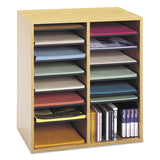 Safco® Wood/Laminate Literature/CD Sorter, 16 Compartments, 19.5 x 11.75 x 21, Medium Oak (SAF9422MO)