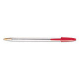 BIC® Cristal Xtra Smooth Ballpoint Pen, Stick, Medium 1 mm, Red Ink, Clear Barrel, Dozen (BICMS11RD)