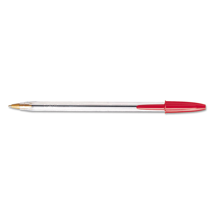 BIC® Cristal Xtra Smooth Ballpoint Pen, Stick, Medium 1 mm, Red Ink, Clear Barrel, Dozen (BICMS11RD)