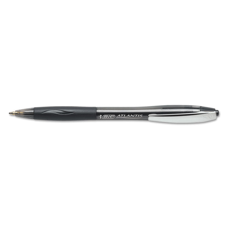 BIC® GLIDE Ballpoint Pen, Retractable, Medium 1 mm, Black Ink, Smoke/Black Barrel, Dozen (BICVCG11BK)