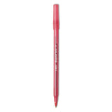 BIC® Round Stic Xtra Life Ballpoint Pen, Stick, Medium 1 mm, Red Ink, Translucent Red Barrel, Dozen (BICGSM11RD)