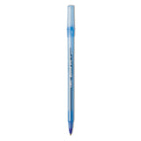 BIC® Round Stic Xtra Precision Ballpoint Pen, Stick, Fine 0.8 mm, Blue Ink, Translucent Blue Barrel, Dozen (BICGSF11BE)