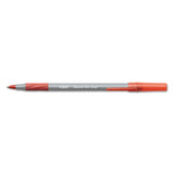 BIC® Round Stic Grip Xtra Comfort Ballpoint Pen, Easy-Glide, Stick, Medium 1.2 mm, Red Ink, Gray/Red Barrel, Dozen (BICGSMG11RD)