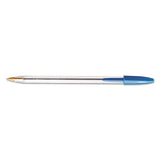 BIC® Cristal Xtra Smooth Ballpoint Pen, Stick, Medium 1 mm, Blue Ink, Clear Barrel, Dozen (BICMS11BE)