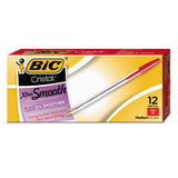 BIC® Cristal Xtra Smooth Ballpoint Pen, Stick, Medium 1 mm, Red Ink, Clear Barrel, Dozen (BICMS11RD)