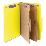 Smead™ 6-Section Pressboard Top Tab Pocket Classification Folders, 6 SafeSHIELD Fasteners, 2 Dividers, Legal Size, Yellow, 10/Box (SMD19084)
