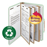 Smead™ Recycled Pressboard Classification Folders, 3" Expansion, 3 Dividers, 8 Fasteners, Legal Size, Gray-Green, 10/Box (SMD19093)