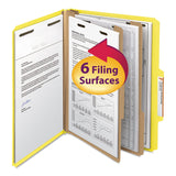 Smead™ Top Tab Classification Folders, Six SafeSHIELD Fasteners, 2" Expansion, 2 Dividers, Letter Size, Yellow Exterior, 10/Box (SMD14004)