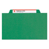 Smead™ Eight-Section Pressboard Top Tab Classification Folders, Eight SafeSHIELD Fasteners, 3 Dividers, Legal Size, Green, 10/Box (SMD19097)
