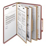 Smead™ Recycled Pressboard Classification Folders, 3" Expansion, 3 Dividers, 8 Fasteners, Letter Size, Red Exterior, 10/Box (SMD14099)