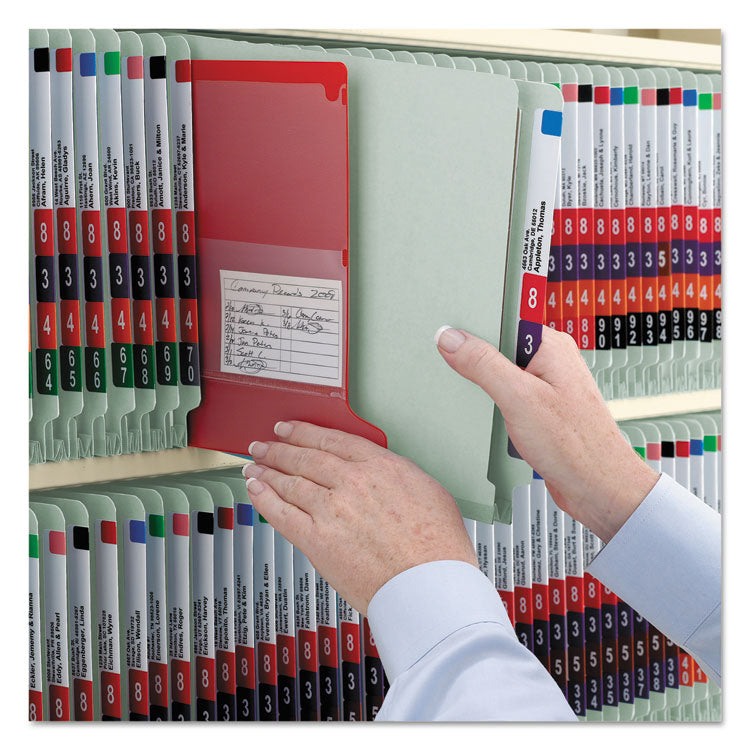 Smead™ End Tab Pressboard Classification Folders, Six SafeSHIELD Fasteners, 2" Expansion, 2 Dividers, Letter Size, Gray-Green, 10/BX (SMD26810)