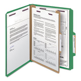 Smead™ Four-Section Pressboard Top Tab Classification Folders, Four SafeSHIELD Fasteners, 1 Divider, Letter Size, Green, 10/Box (SMD13733)