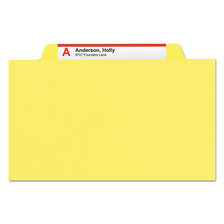 Smead™ Top Tab Classification Folders, Four SafeSHIELD Fasteners, 2" Expansion, 1 Divider, Letter Size, Yellow Exterior, 10/Box (SMD13704)