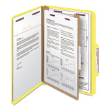 Smead™ Four-Section Pressboard Top Tab Classification Folders, Four SafeSHIELD Fasteners, 1 Divider, Legal Size, Yellow, 10/Box (SMD18734)