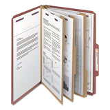 Smead™ Pressboard Classification Folders, Eight SafeSHIELD Fasteners, 2/5-Cut Tabs, 3 Dividers, Legal Size, Red, 10/Box (SMD19092)