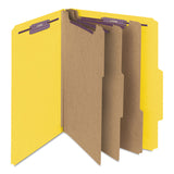 Smead™ Eight-Section Pressboard Top Tab Classification Folders, Eight SafeSHIELD Fasteners, 3 Dividers, Letter Size, Yellow, 10/Box (SMD14098)