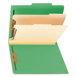 Smead™ Top Tab Classification Folders, Six SafeSHIELD Fasteners, 2" Expansion, 2 Dividers, Letter Size, Green Exterior, 10/Box (SMD14002)