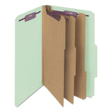 Smead™ Pressboard Classification Folders, Eight SafeSHIELD Fasteners, 2/5-Cut Tabs, 3 Dividers, Legal Size, Gray-Green, 10/Box (SMD19091)