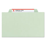 Smead™ Pressboard Classification Folders, Eight SafeSHIELD Fasteners, 2/5-Cut Tabs, 3 Dividers, Legal Size, Gray-Green, 10/Box (SMD19091)