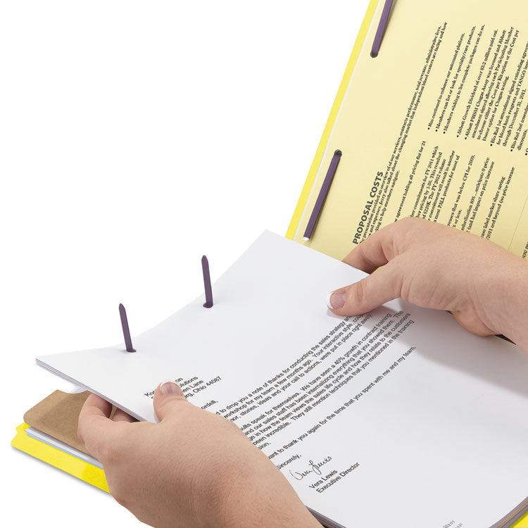 Smead™ Four-Section Pressboard Top Tab Classification Folders, Four SafeSHIELD Fasteners, 1 Divider, Letter Size, Yellow, 10/Box (SMD13734) Each