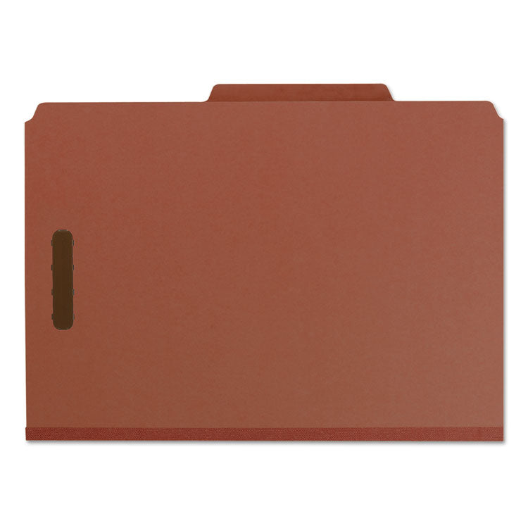 Smead™ Recycled Pressboard Classification Folders, 3" Expansion, 3 Dividers, 8 Fasteners, Legal Size, Red Exterior, 10/Box (SMD19099)