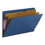 Smead™ End Tab Pressboard Classification Folders, Six SafeSHIELD Fasteners, 2" Expansion, 2 Dividers, Legal Size, Dark Blue, 10/Box (SMD29784)