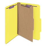 Smead™ Four-Section Pressboard Top Tab Classification Folders, Four SafeSHIELD Fasteners, 1 Divider, Legal Size, Yellow, 10/Box (SMD18734)