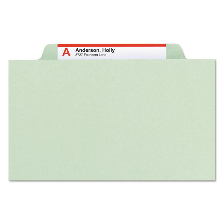 Smead™ Recycled Pressboard Classification Folders, 2" Expansion, 2 Dividers, 6 Fasteners, Legal Size, Gray-Green, 10/Box (SMD19022)
