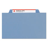 Smead™ Top Tab Classification Folders, Six SafeSHIELD Fasteners, 2" Expansion, 2 Dividers, Letter Size, Blue Exterior, 10/Box (SMD14001)