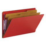Smead™ End Tab Pressboard Classification Folders, Six SafeSHIELD Fasteners, 2" Expansion, 2 Dividers, Legal Size, Bright Red, 10/Box (SMD29783)