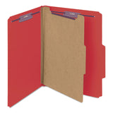 Smead™ Four-Section Pressboard Top Tab Classification Folders, Four SafeSHIELD Fasteners, 1 Divider, Letter Size, Bright Red, 10/Box (SMD13731)