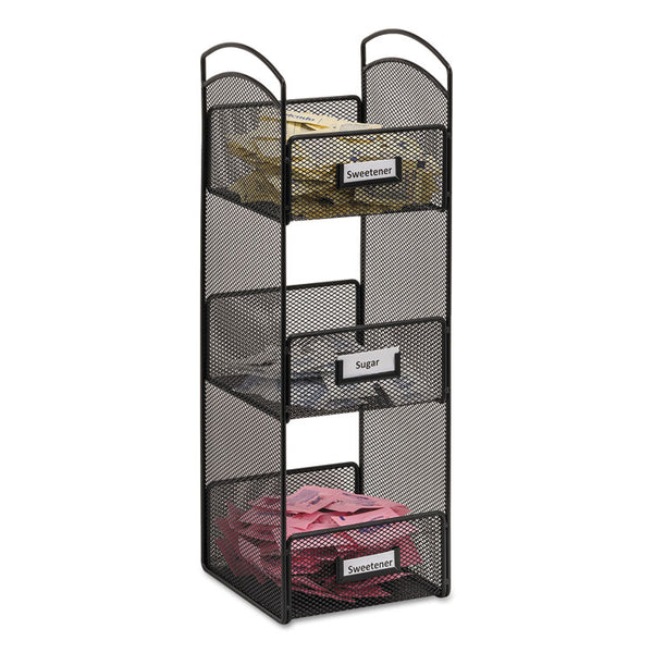 Safco® Onyx Breakroom Organizers, 3 Compartments, 6 x 6 x 18, Steel Mesh, Black (SAF3290BL) Each