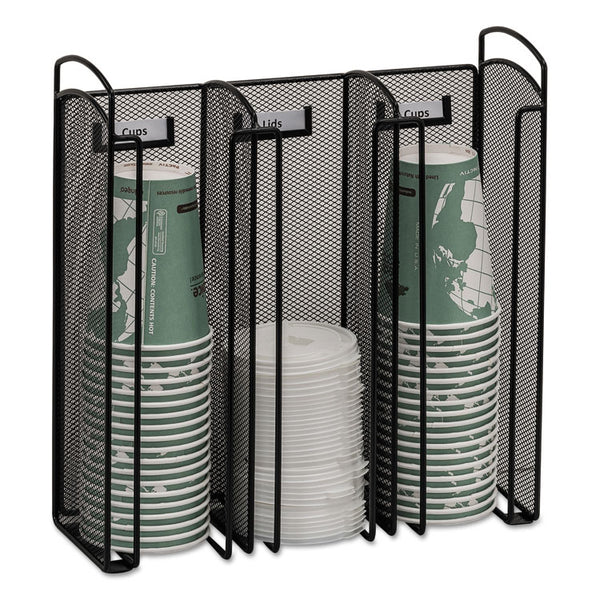Safco® Onyx Breakroom Organizers, 3 Compartments, 12.75 x 4.5 x 13.25, Steel Mesh, Black (SAF3292BL) Each