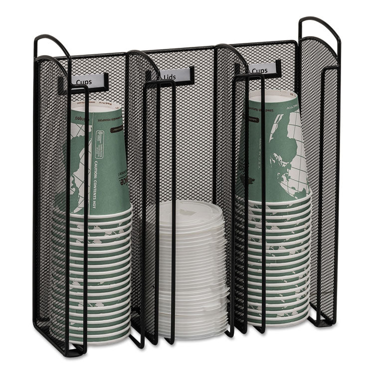 Safco® Onyx Breakroom Organizers, 3 Compartments, 12.75 x 4.5 x 13.25, Steel Mesh, Black (SAF3292BL) Each