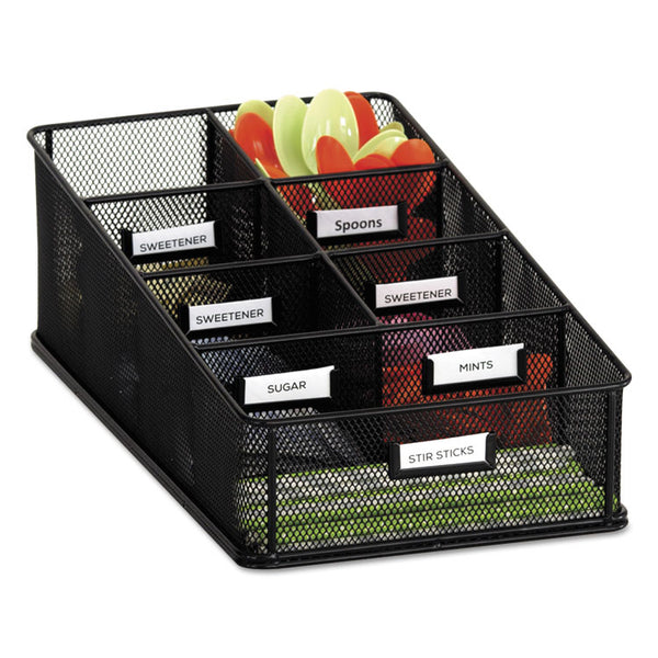 Safco® Onyx Breakroom Organizers, 7 Compartments, 16 x 8.5 x 5.25, Steel Mesh, Black (SAF3291BL) Each