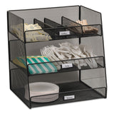 Safco® Onyx Breakroom Organizers, 3 Compartments,14.63 x 11.75 x 15, Steel Mesh, Black (SAF3293BL) Each